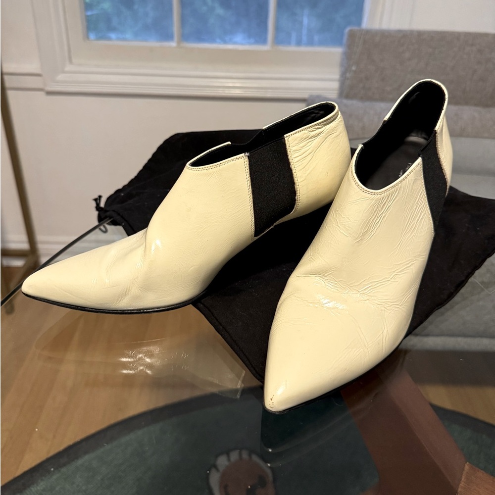 Rag & Bone Beja Chelsea Boots in Antique White Crinkle Leather, size 39